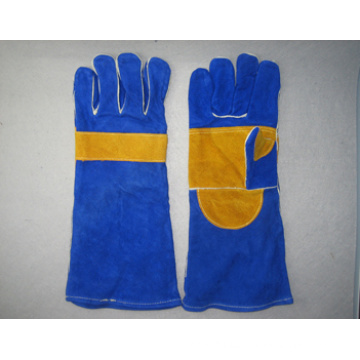 Blue Cow Split Leather Welding Work Glove (6528)